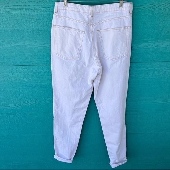 Topshop Ivory White Mom Straight Denim High Rise Jeans Size 32 - Picture 5 of 7